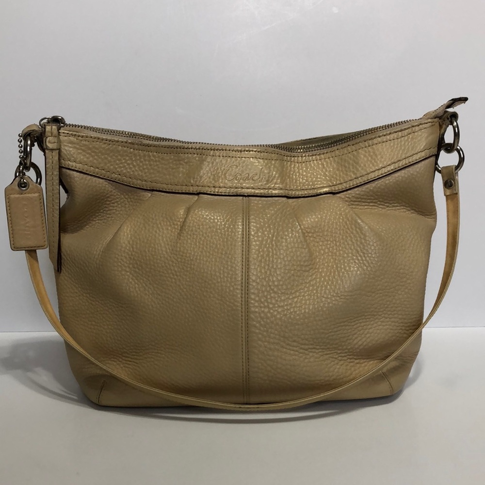 Coach Nude Beige Soho Pleated Pebbled Leather Hobo Shoulder Bag